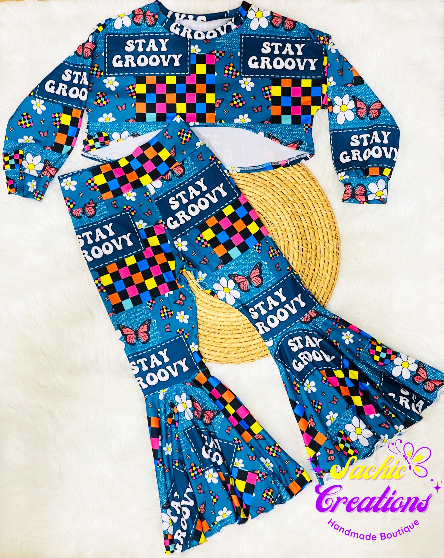 Stay Groovy Bell Bottoms 2 Piece Set