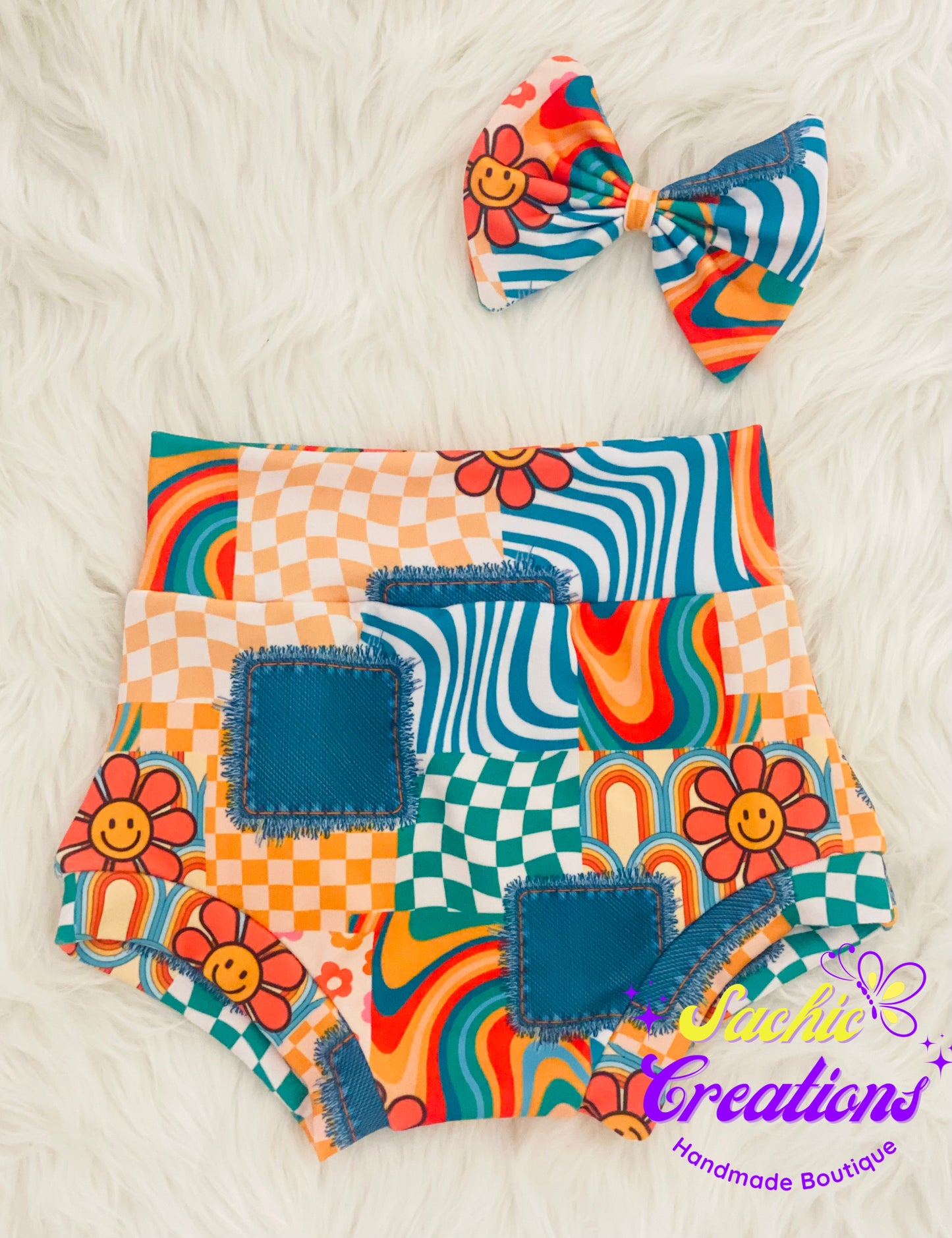 Happy Jeans Patch Bummies & Bow Set