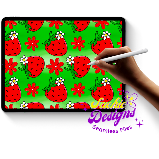 Strawberries & Flowers Green