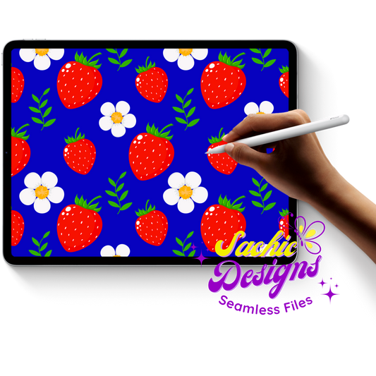 Strawberries and Vines Blue