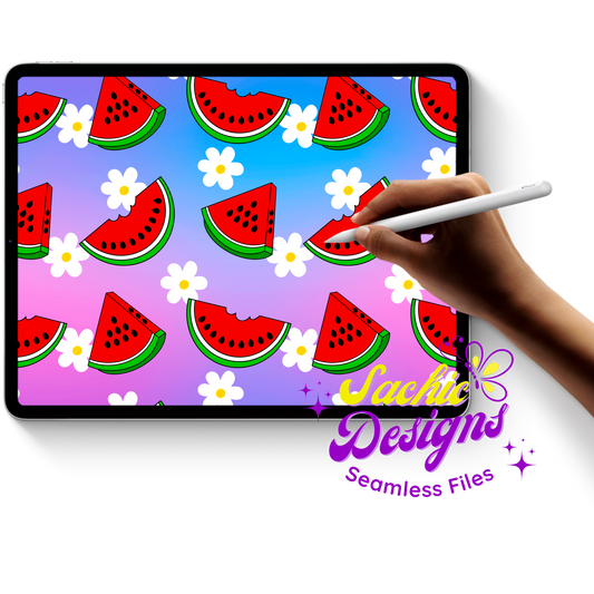 Watermelons & Flowers Blue Purple Ombre